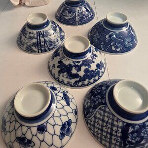 Blue Porcelain Bowls (Set of 6) 12cm Diameter [2 boxes Total 12 Bowls]